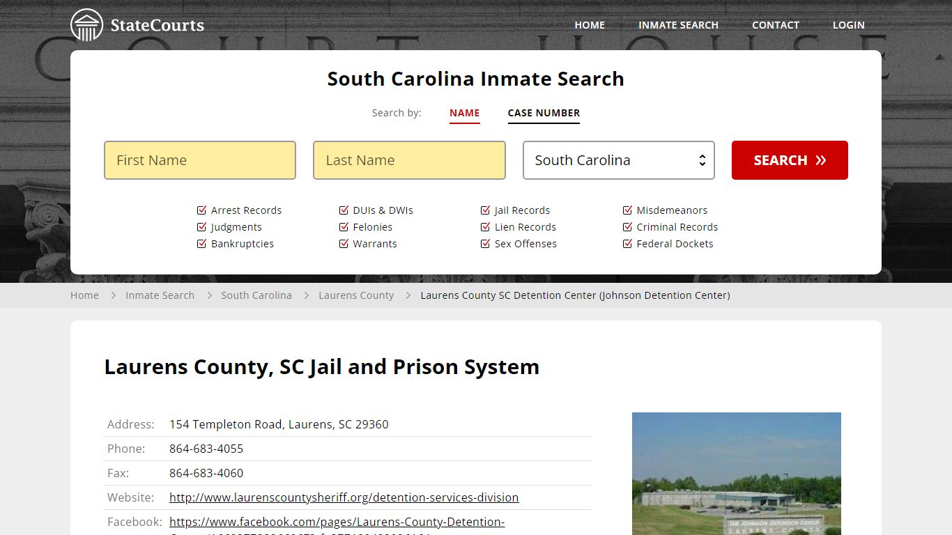 Laurens County SC Detention Center (Johnson Detention Center) Inmate ...